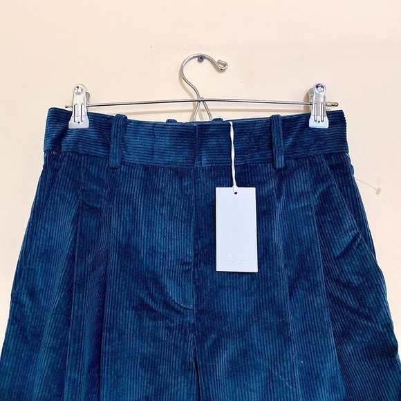 NWT COS Blue-Green Wide-Leg Corduroy Trousers MSRP$115 - Picture 4 of 16